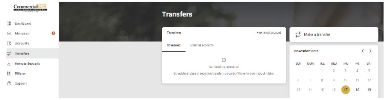 Banno Online transfers screen